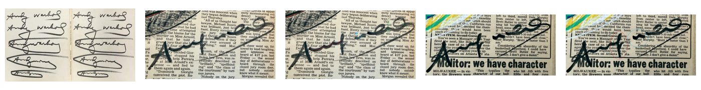 Dollar Sign newspaper image: Double Lines and Reconstructed Signatures