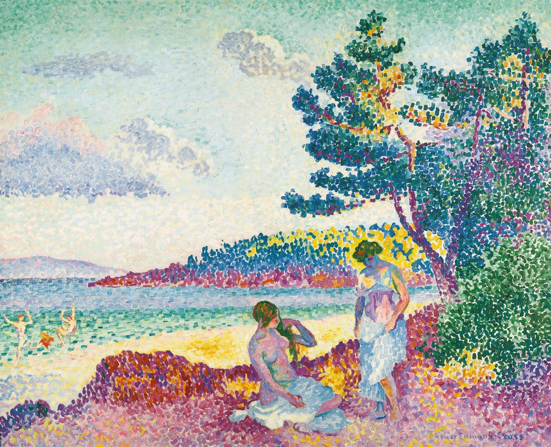 Painting attributed to Henri Edmond Cross: Riviera Bathers Reference
