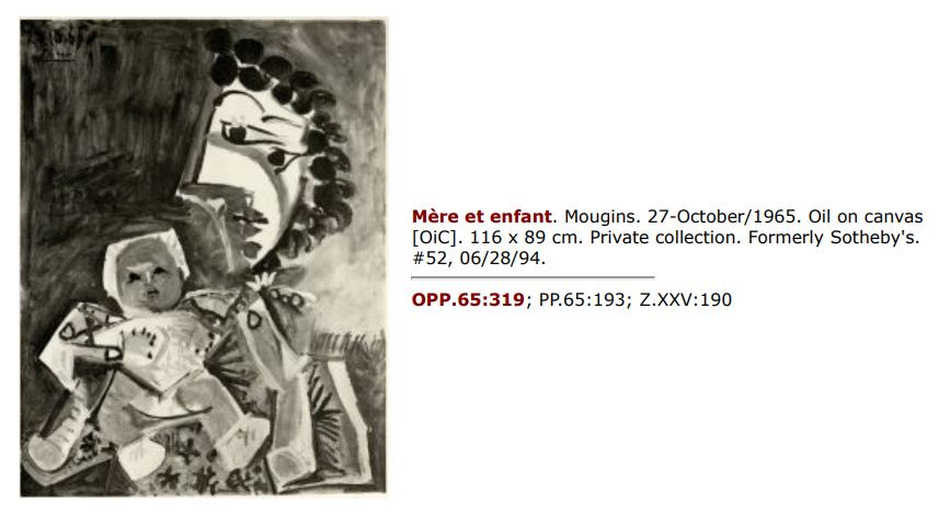 Pablo Picasso Mother Child authentication evidence image 7