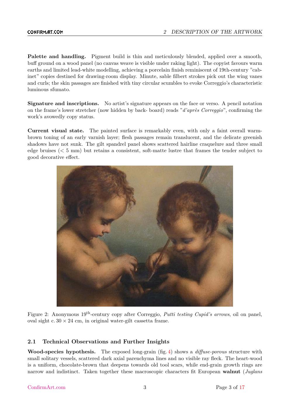d'après Correggio report sample page 3