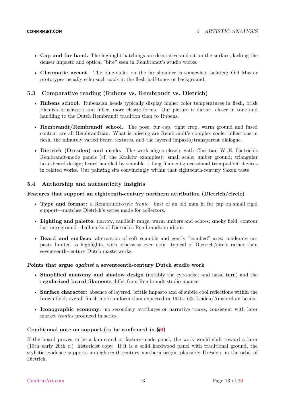 Portrait of an Old Man report sample page 13