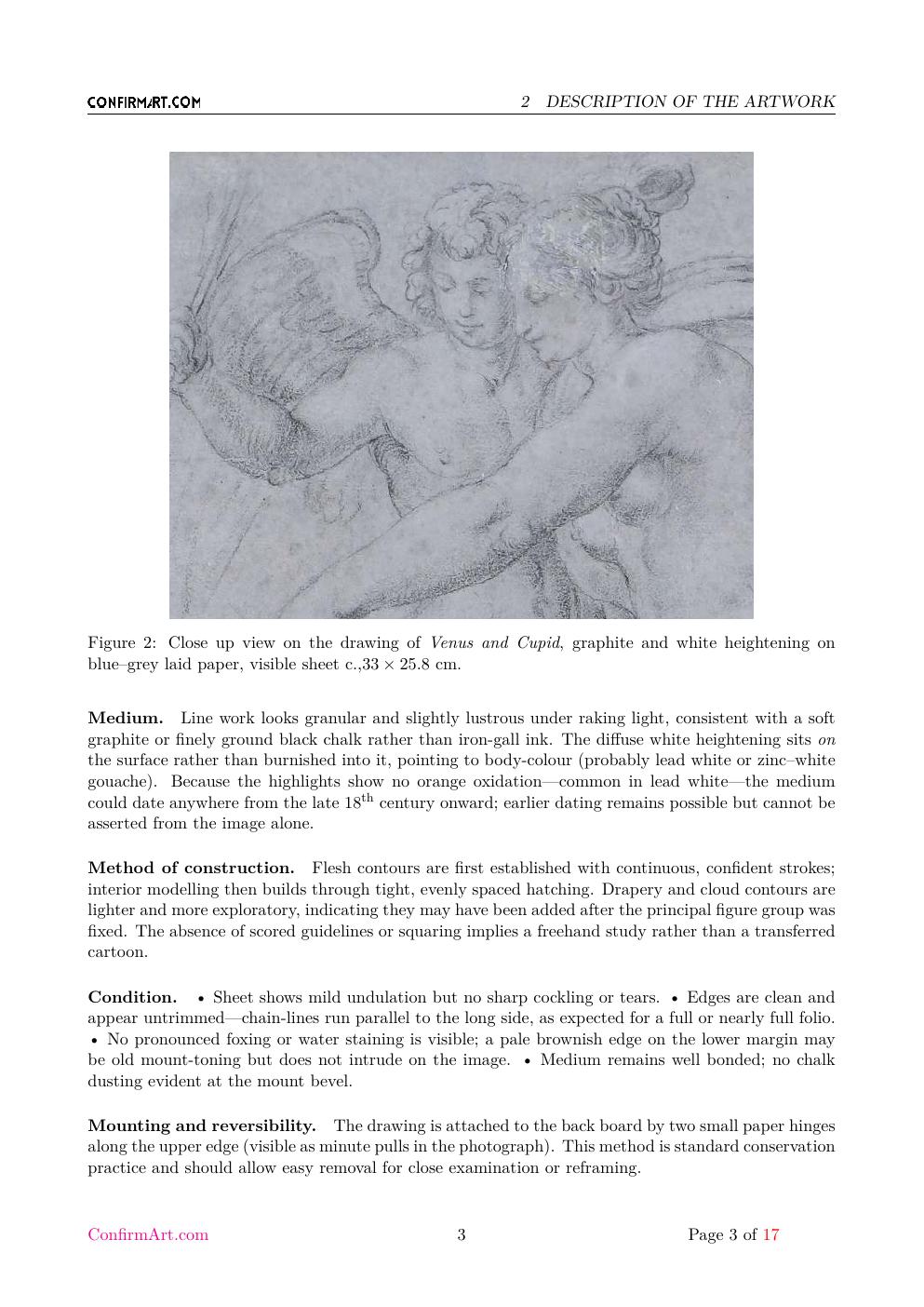 Drawing after Raphael report sample page 3