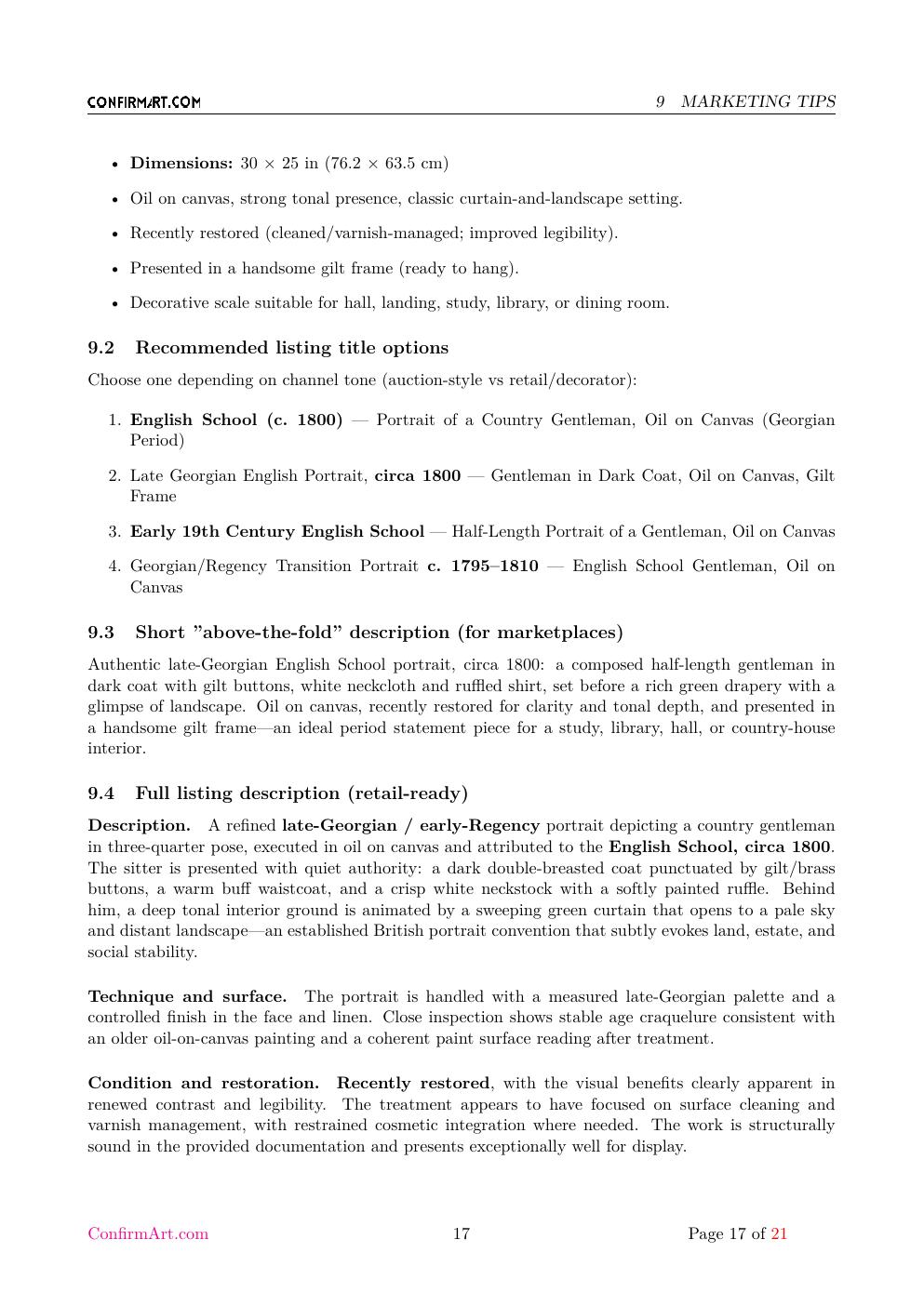 Portrait of an English Gentleman report sample page 17