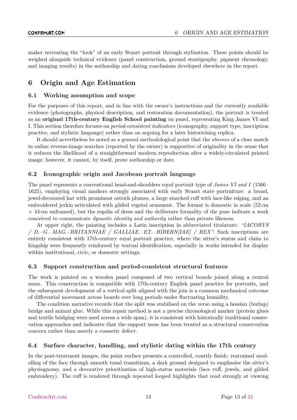 Portrait associated with King James report sample page 13