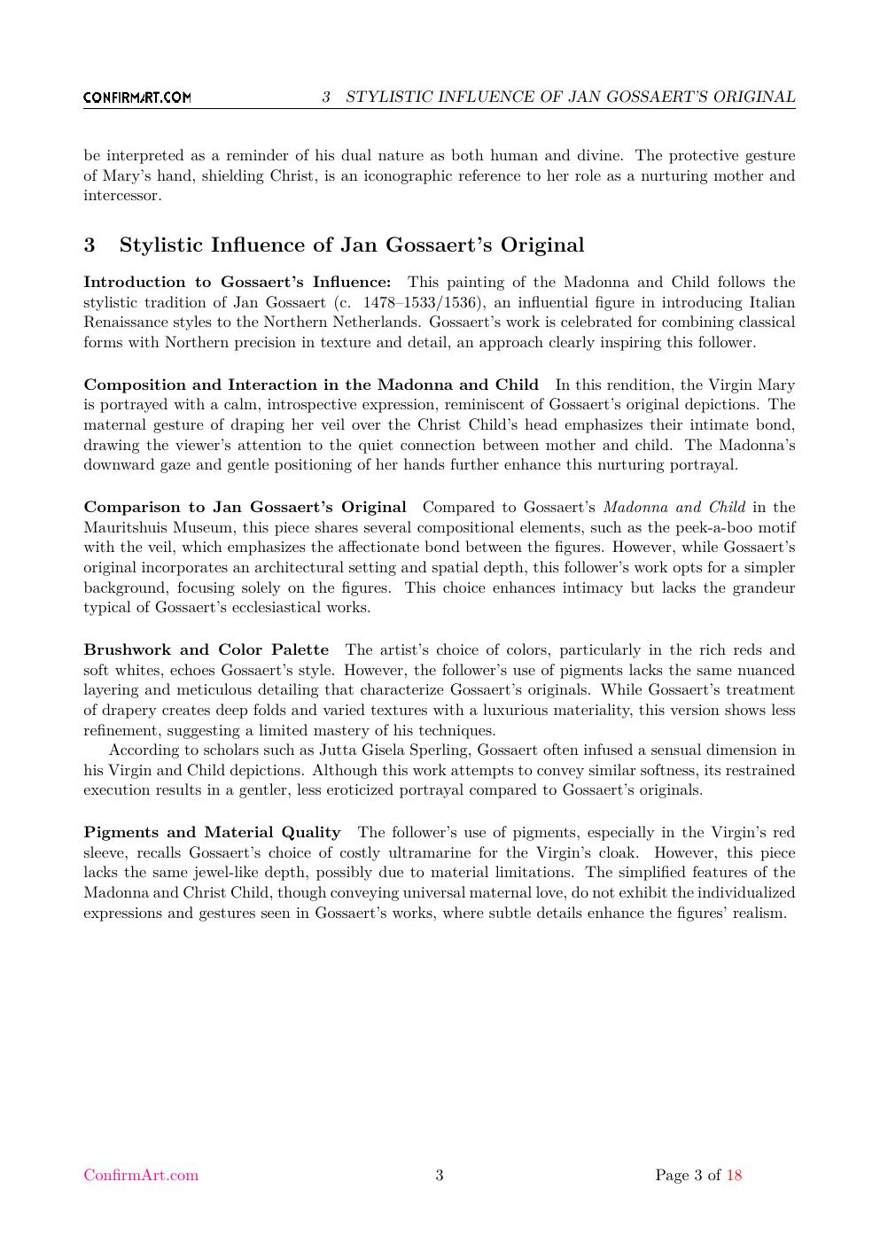 Madonna and Child report sample page 3