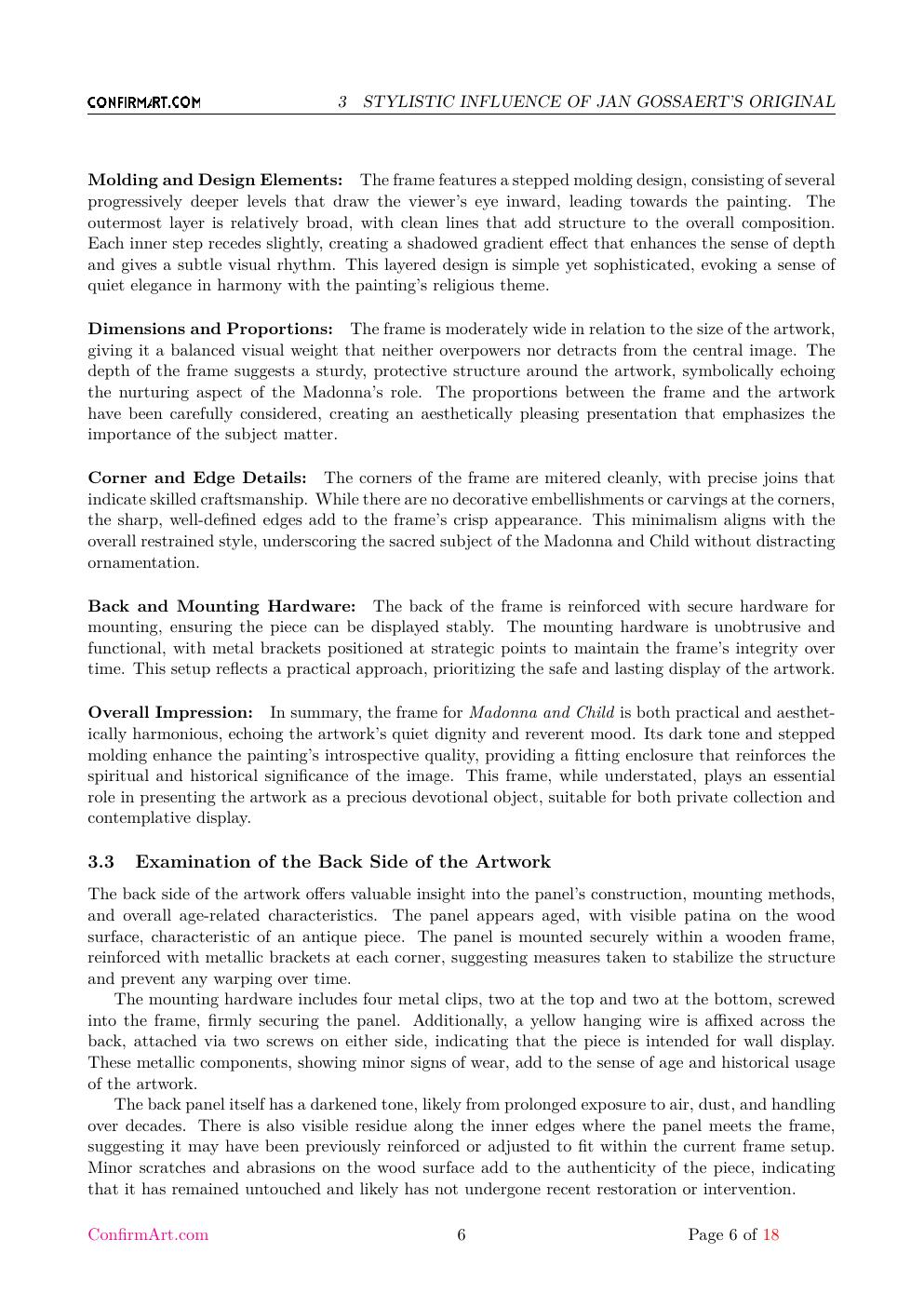 Madonna and Child report sample page 6