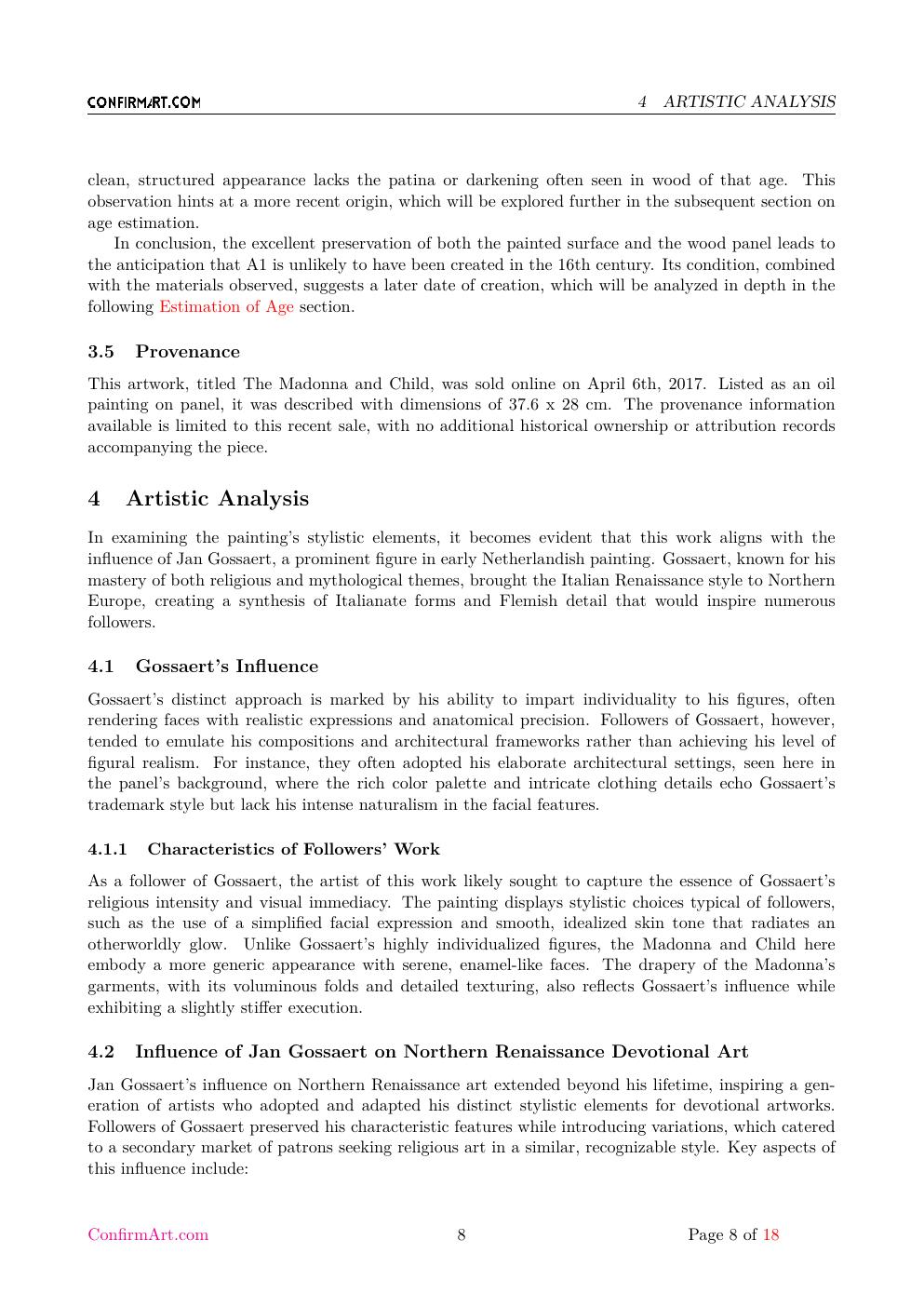 Madonna and Child report sample page 8