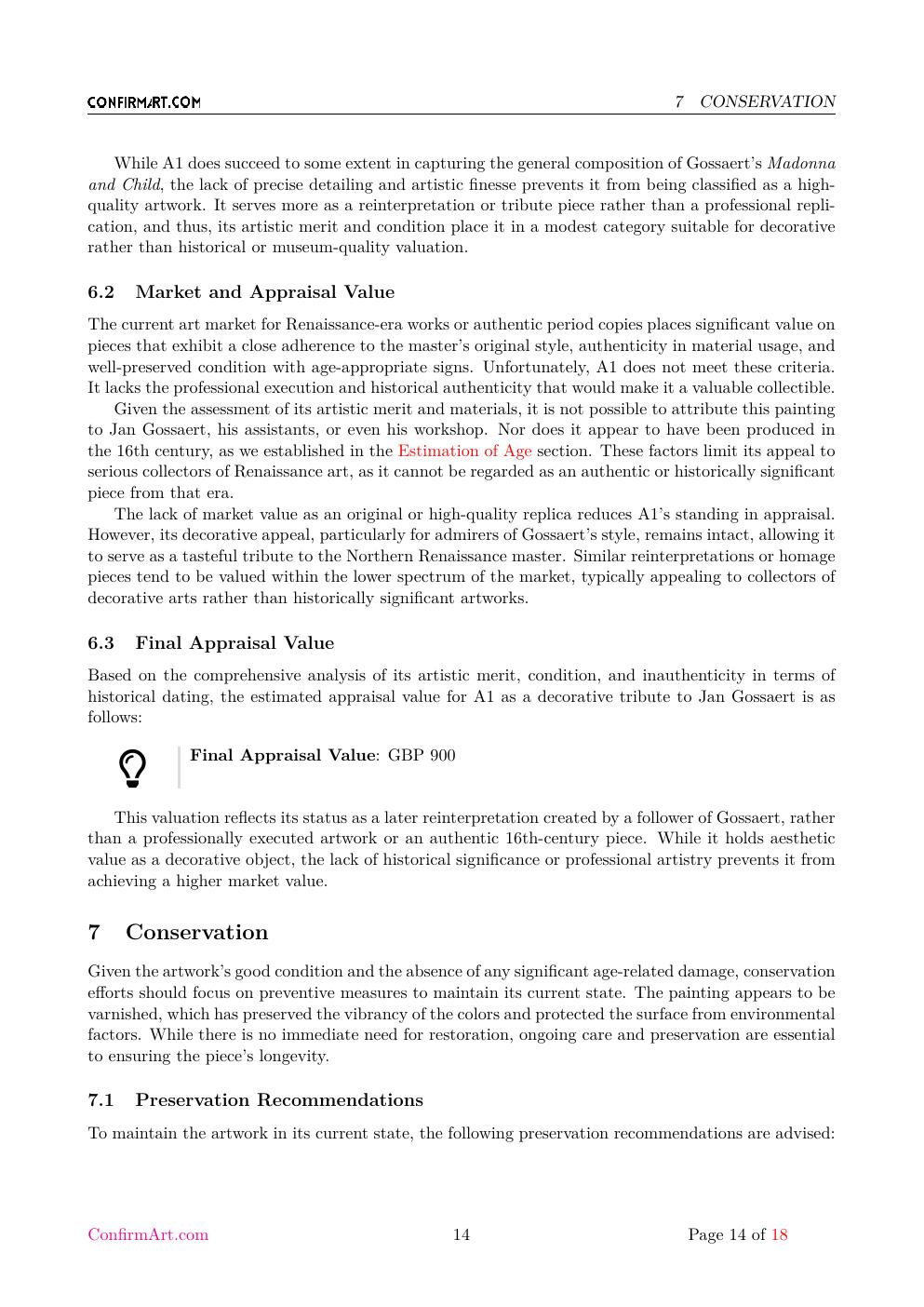 Madonna and Child report sample page 14