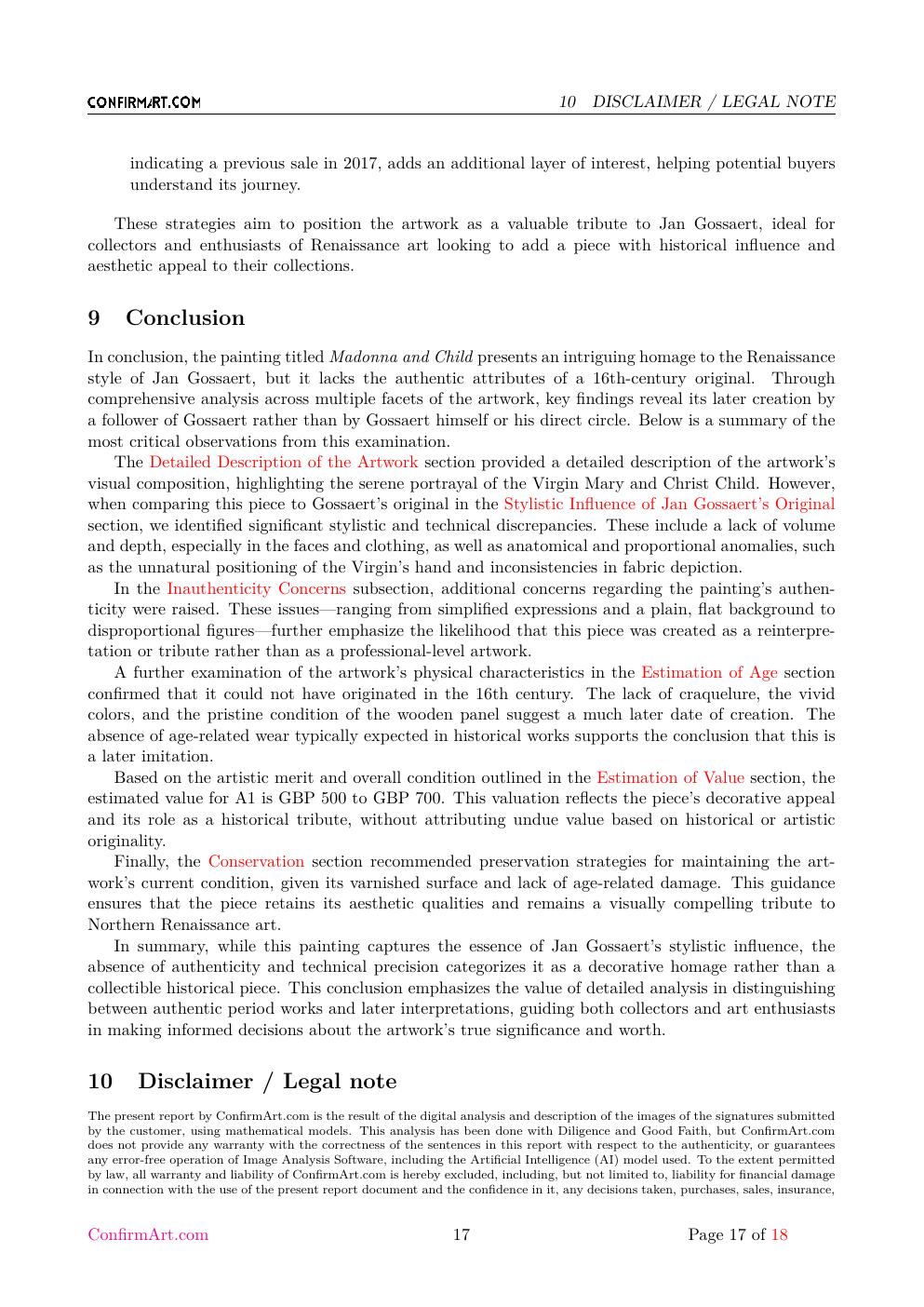 Madonna and Child report sample page 17