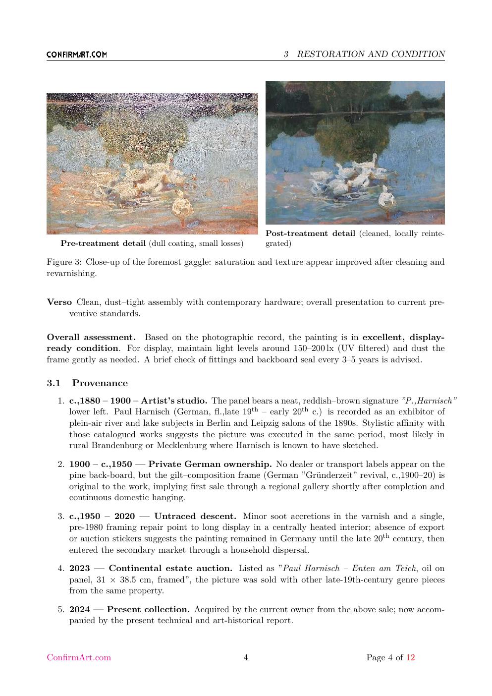 Paul Harnisch, Geese by a Farm Pond report sample page 4