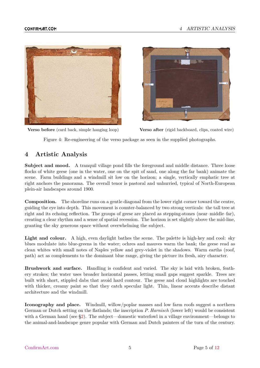 Paul Harnisch, Geese by a Farm Pond report sample page 5