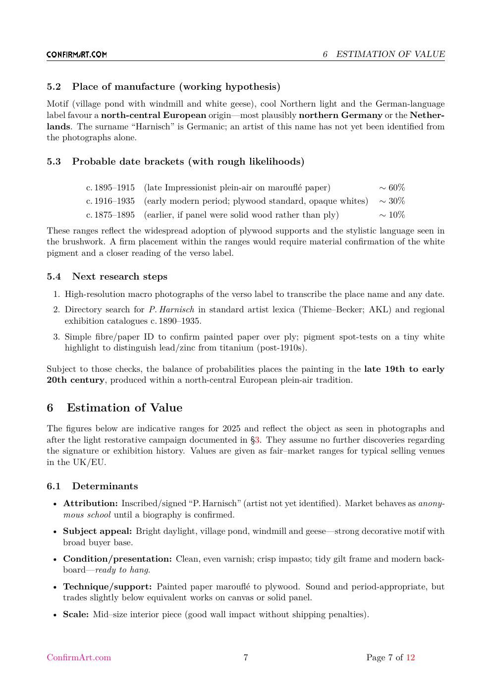 Paul Harnisch, Geese by a Farm Pond report sample page 7