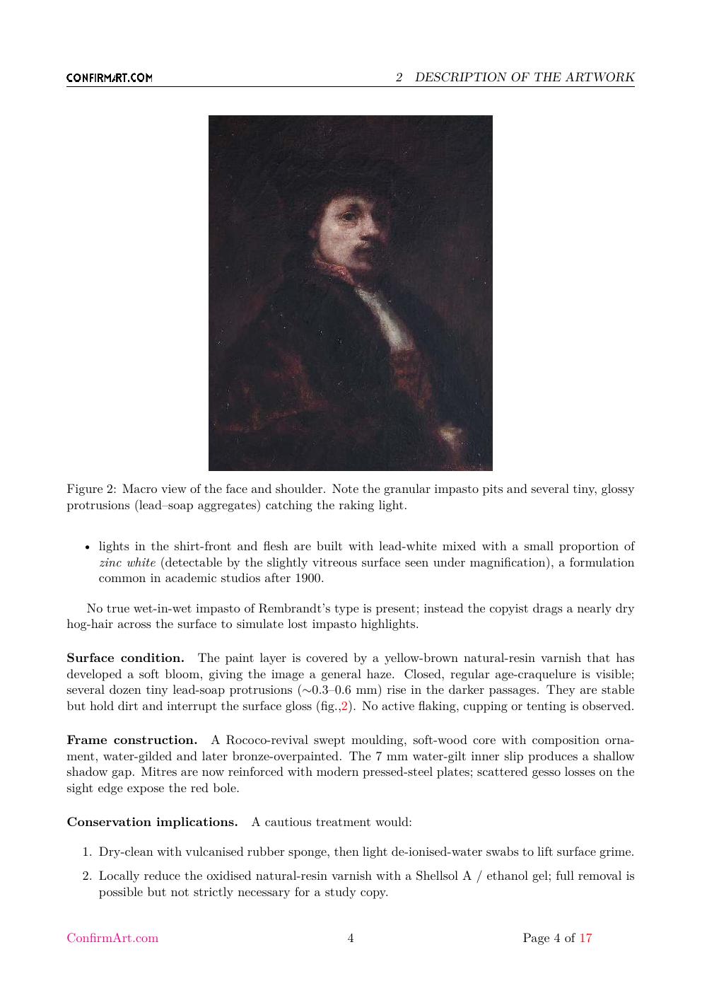 Obverse of the painting in its late-Victorian swept frame report sample page 4