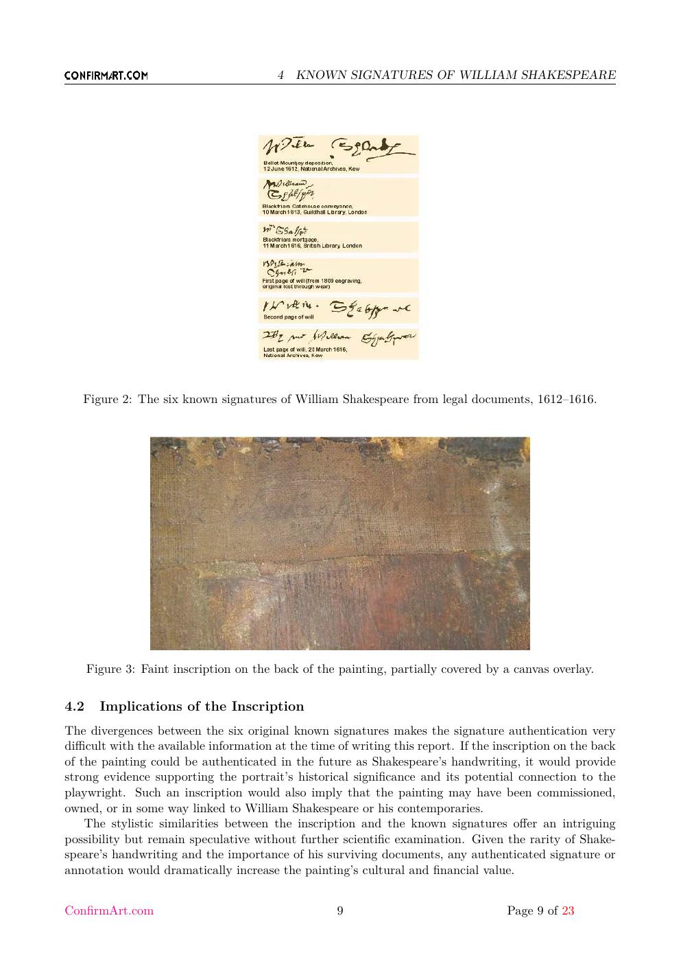 The oil on canvas, "Untitled" report sample page 9