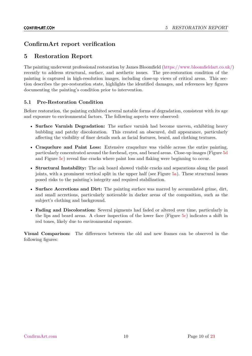 The oil on canvas, "Untitled" report sample page 10