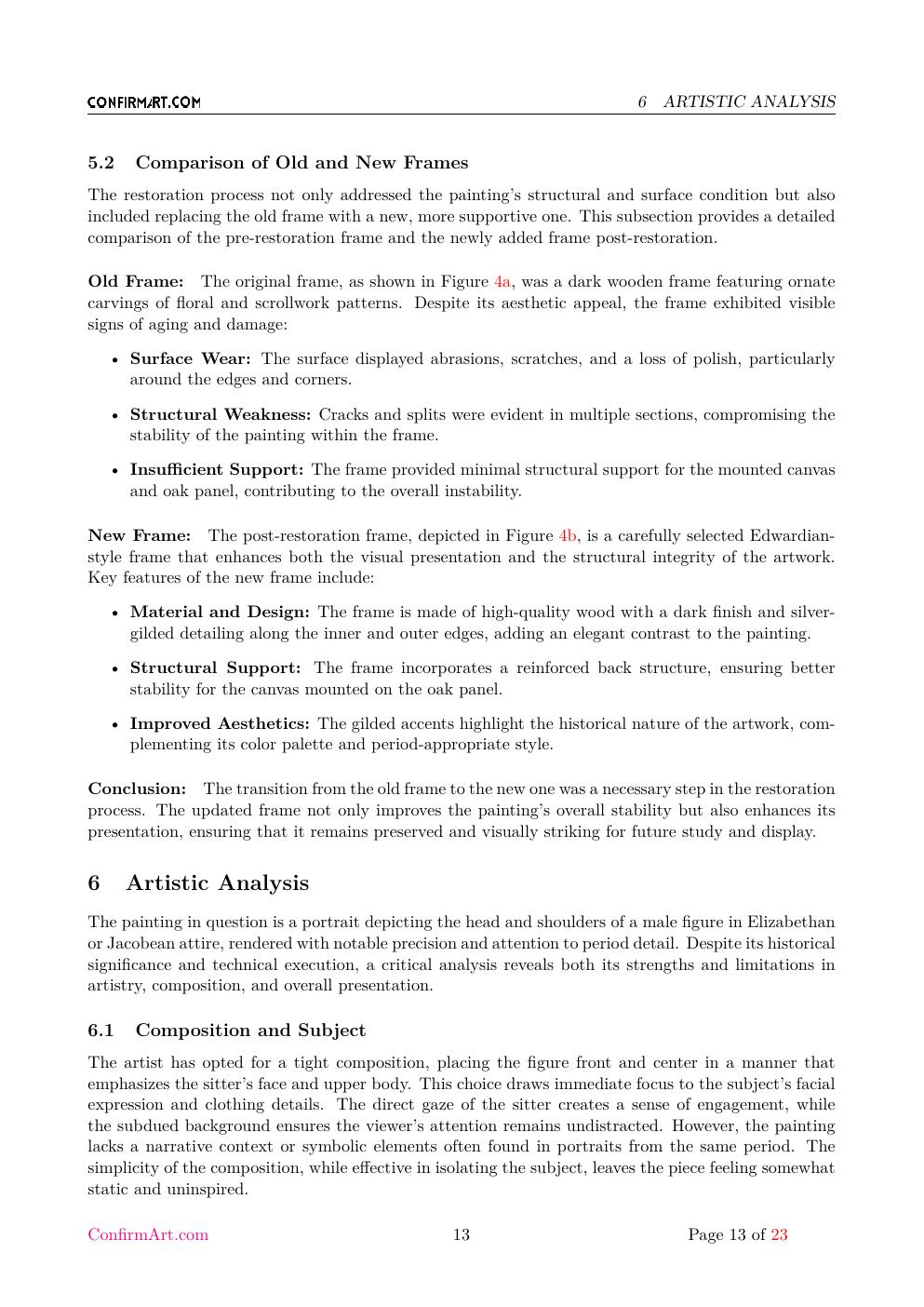 The oil on canvas, "Untitled" report sample page 13