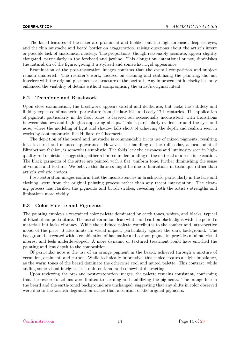 The oil on canvas, "Untitled" report sample page 14