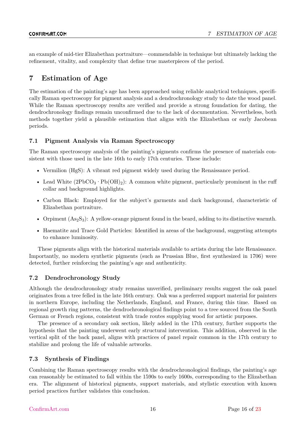 The oil on canvas, "Untitled" report sample page 16