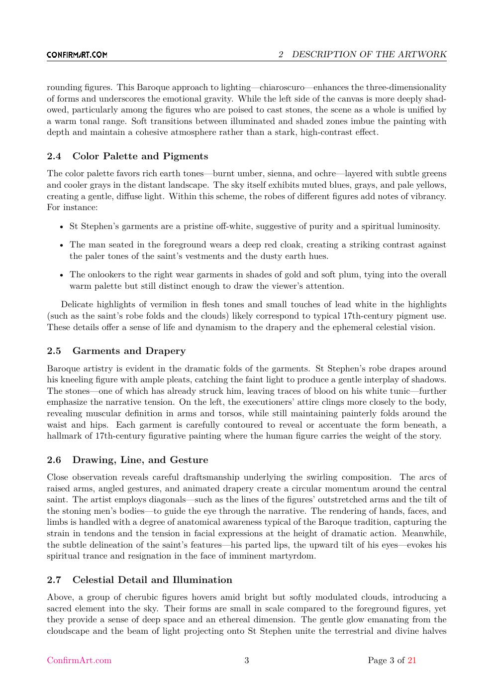 The oil on canvas, "The Stoning of St Stephen" report sample page 3