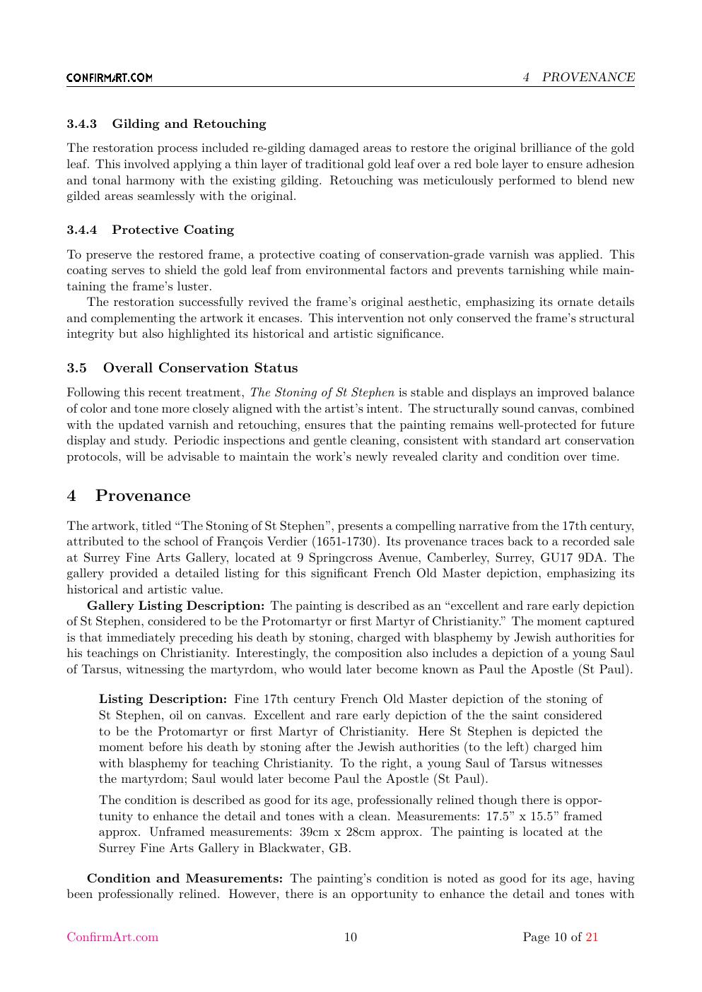 The oil on canvas, "The Stoning of St Stephen" report sample page 10