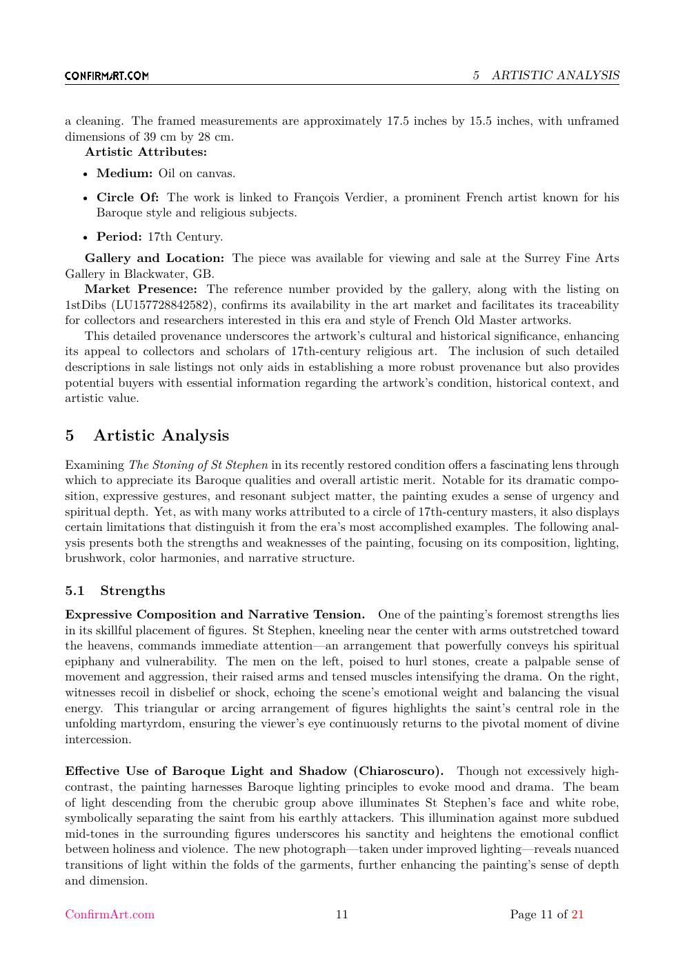 The oil on canvas, "The Stoning of St Stephen" report sample page 11