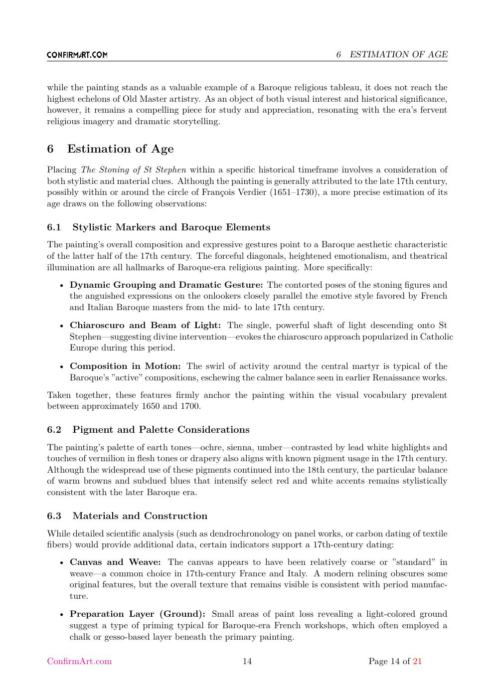 The oil on canvas, "The Stoning of St Stephen" report sample page 14