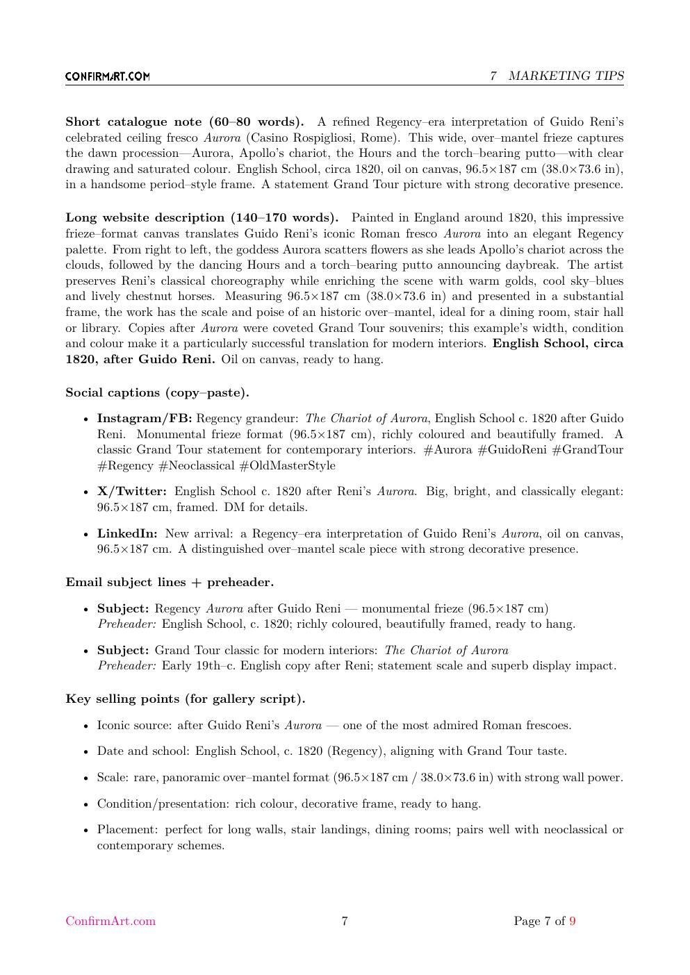 The Chariot of Aurora report sample page 7