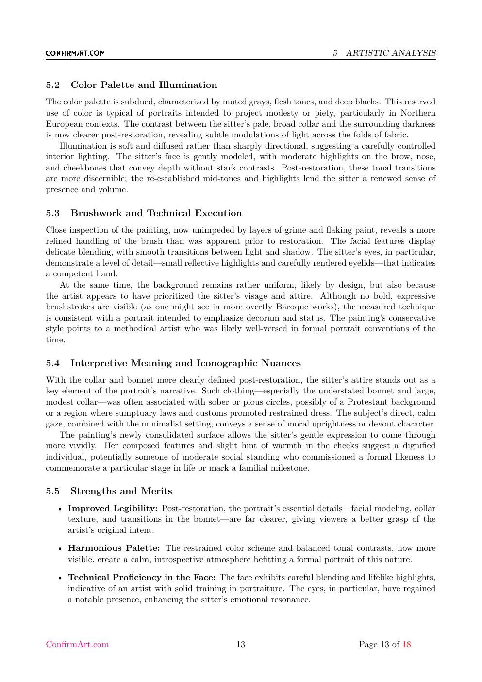 Portrait of a Woman report sample page 13