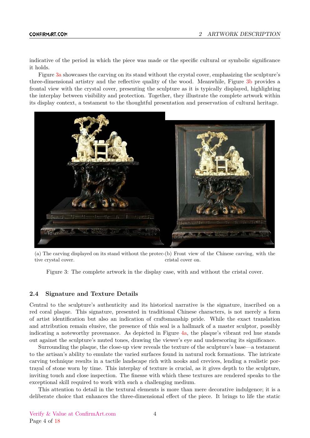 Chinese Carving in its display case report sample page 4
