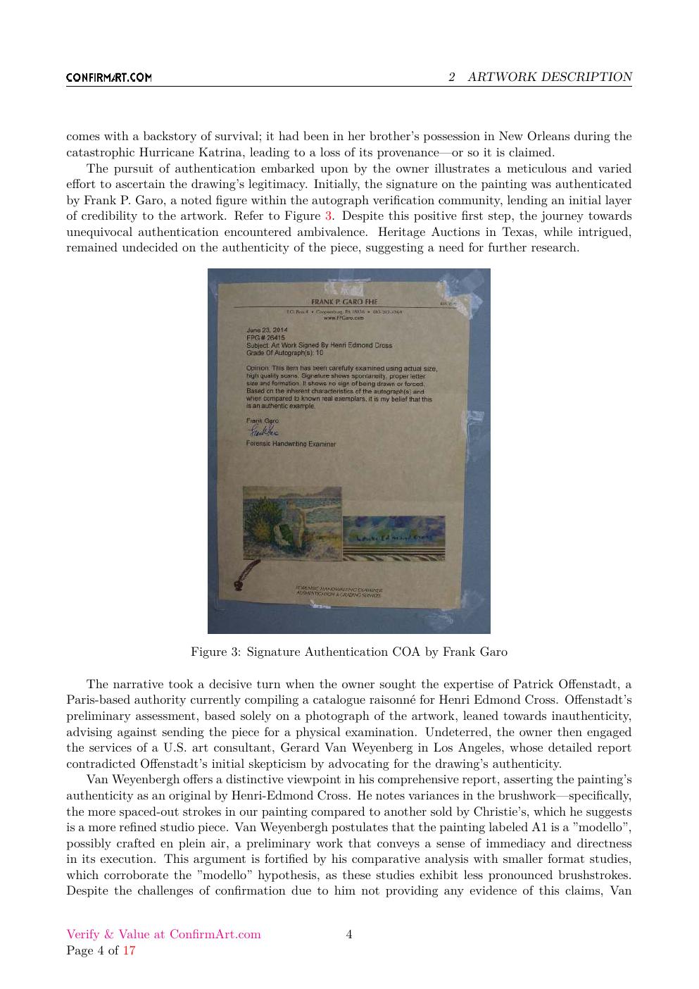 Painting attributed to Henri Edmond Cross report sample page 4