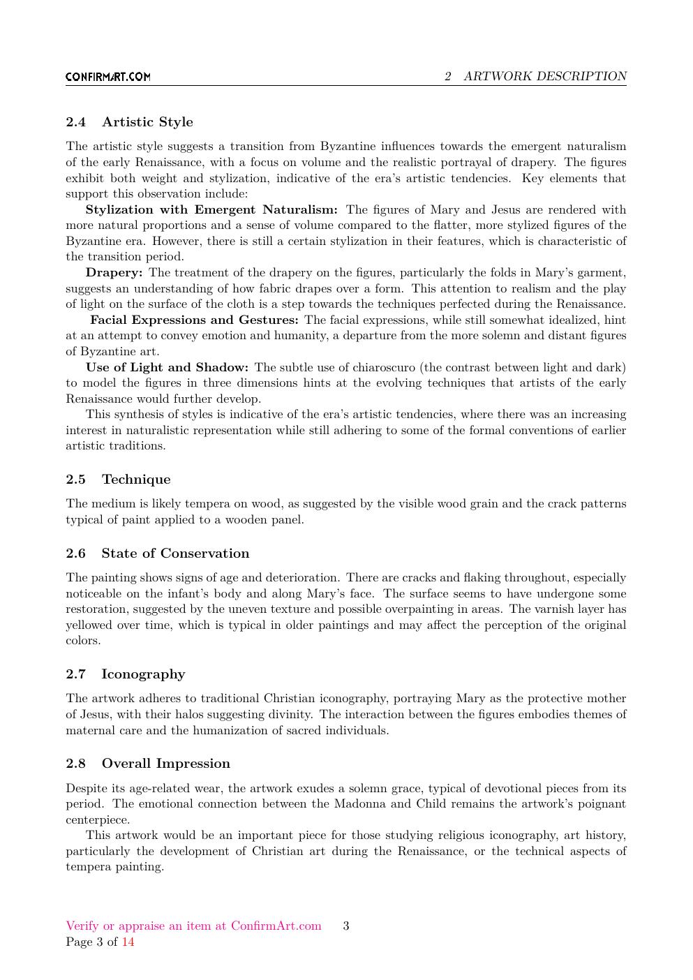 Italian Paintings 13th and 14th Centuries report sample page 3