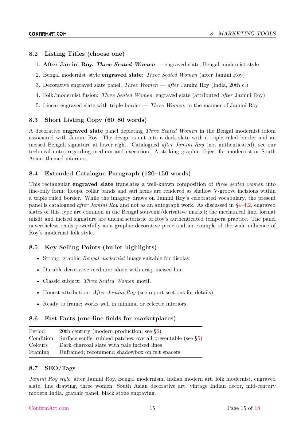 Three Seated Women report sample page 15