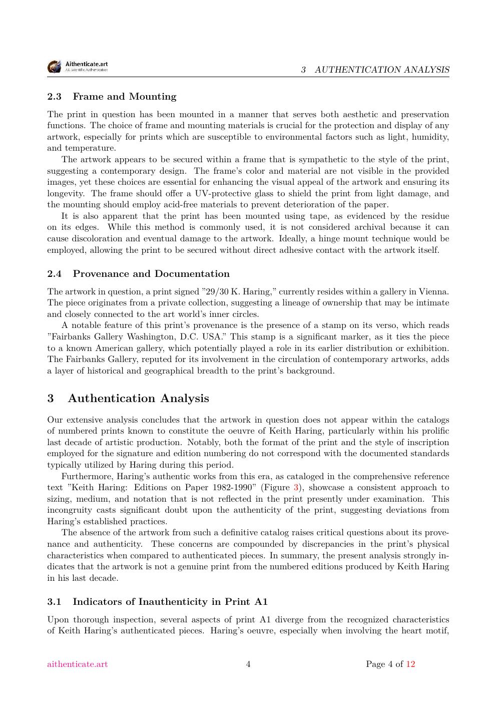 Keith Haring signature study report sample page 4