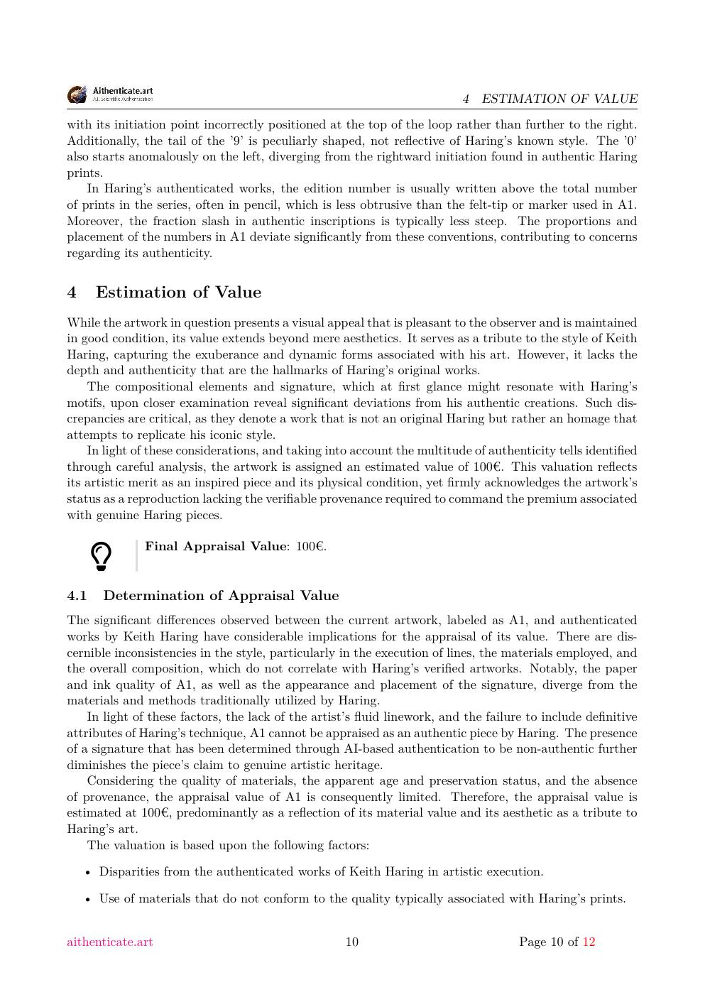 Keith Haring signature study report sample page 10