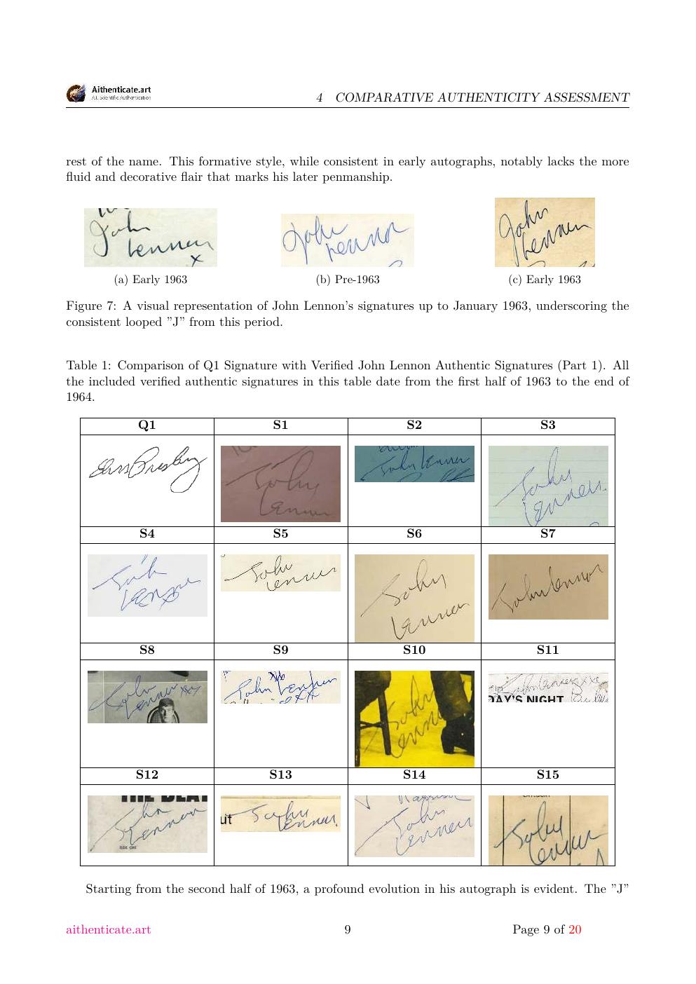 John Lennon signature study report sample page 9
