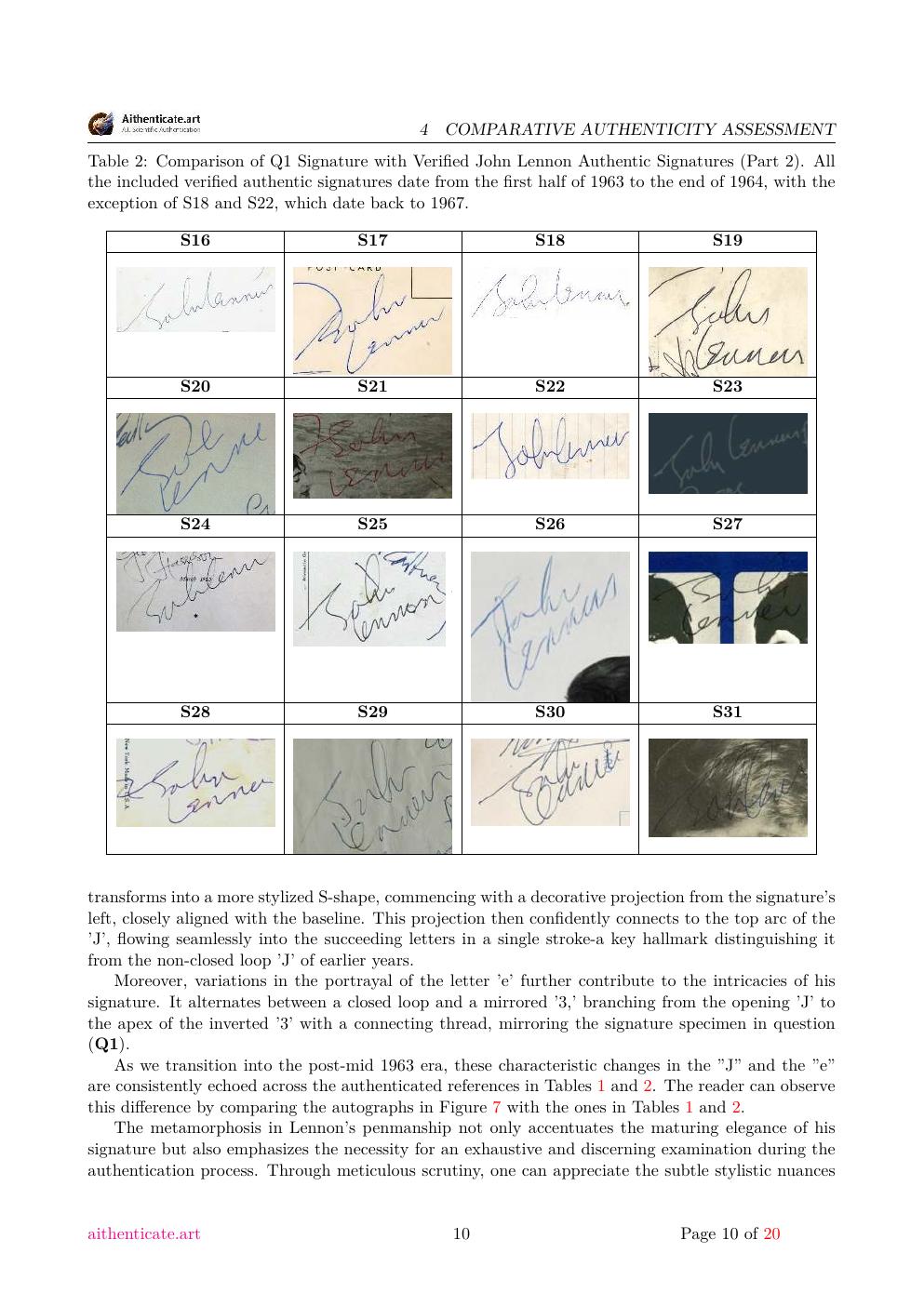 John Lennon signature study report sample page 10