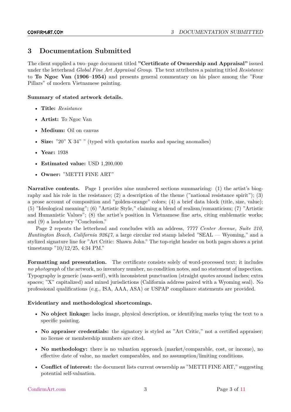 Resistance report sample page 3