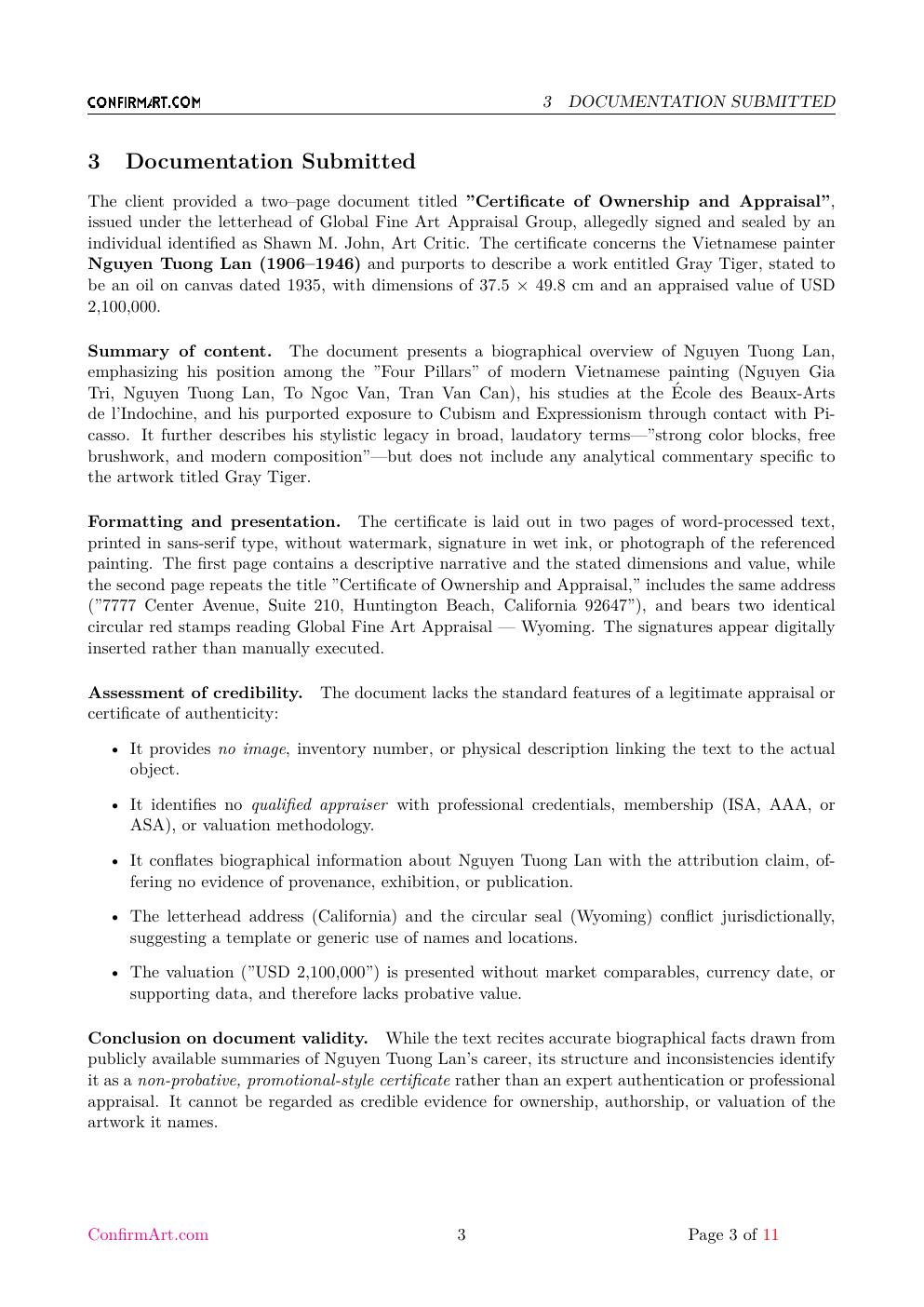 Gray Tiger report sample page 3