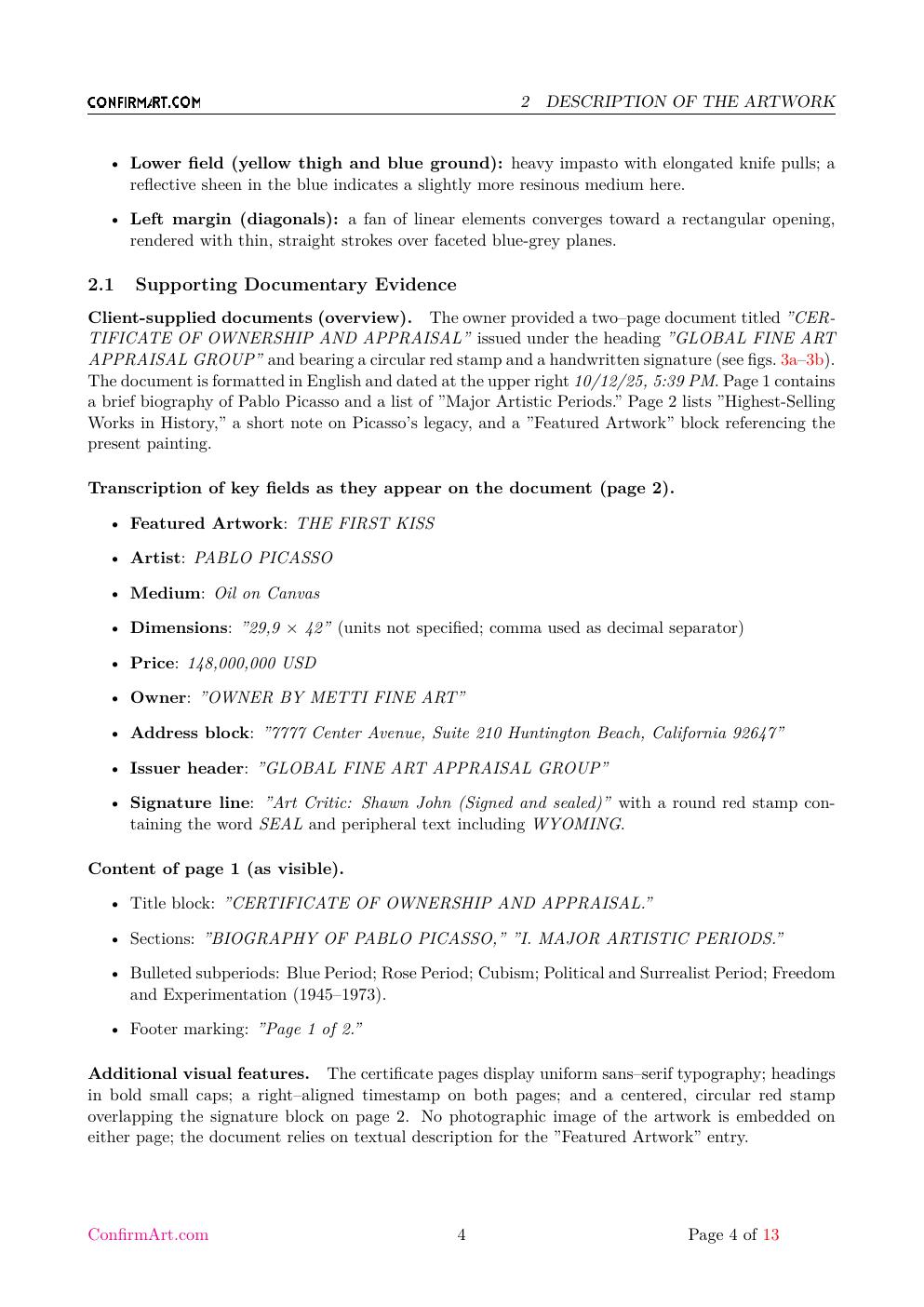 The First Kiss report sample page 4