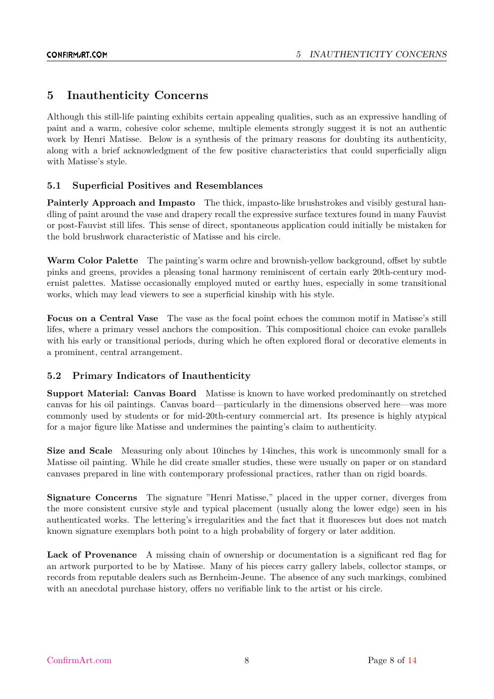 Still Life with Pitcher report sample page 8
