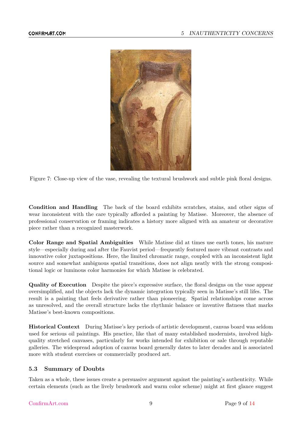 Still Life with Pitcher report sample page 9