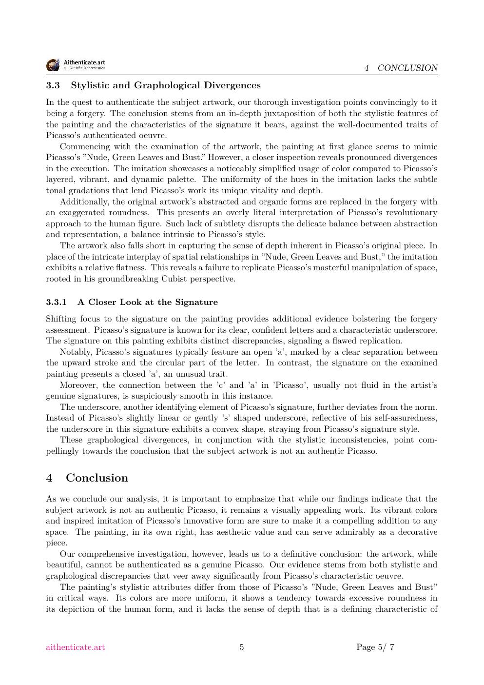 Picasso nude painting study report sample page 5