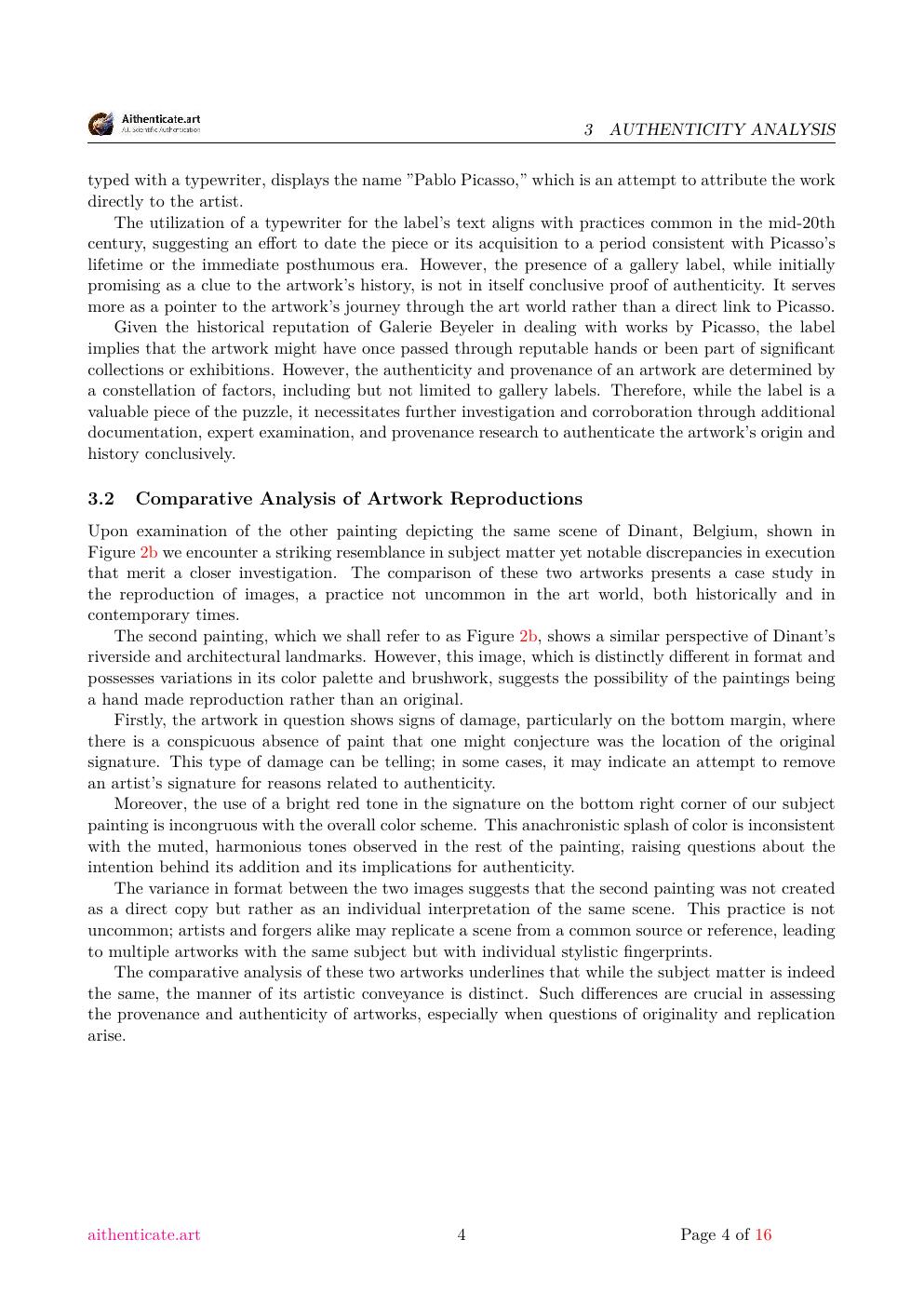 Picasso Dinant study report sample page 4