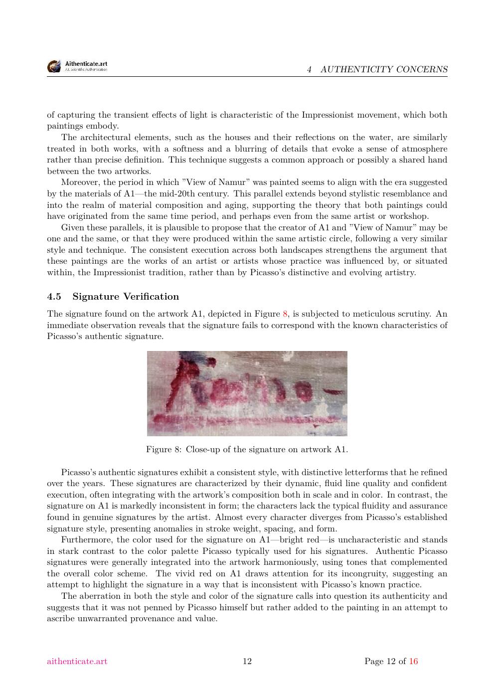 Picasso Dinant study report sample page 12