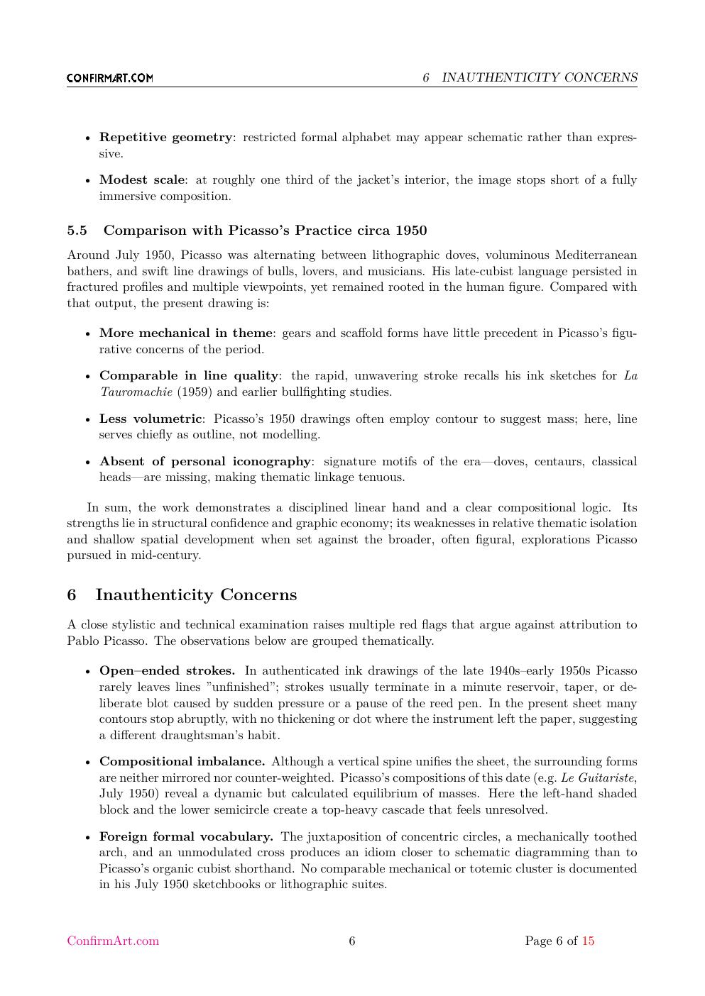 Couleurs des Maîtres -- Picasso report sample page 6