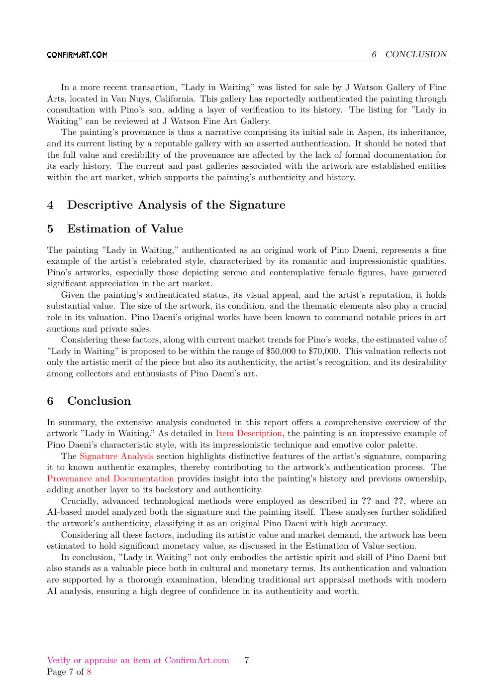 Lady in Waiting report sample page 7