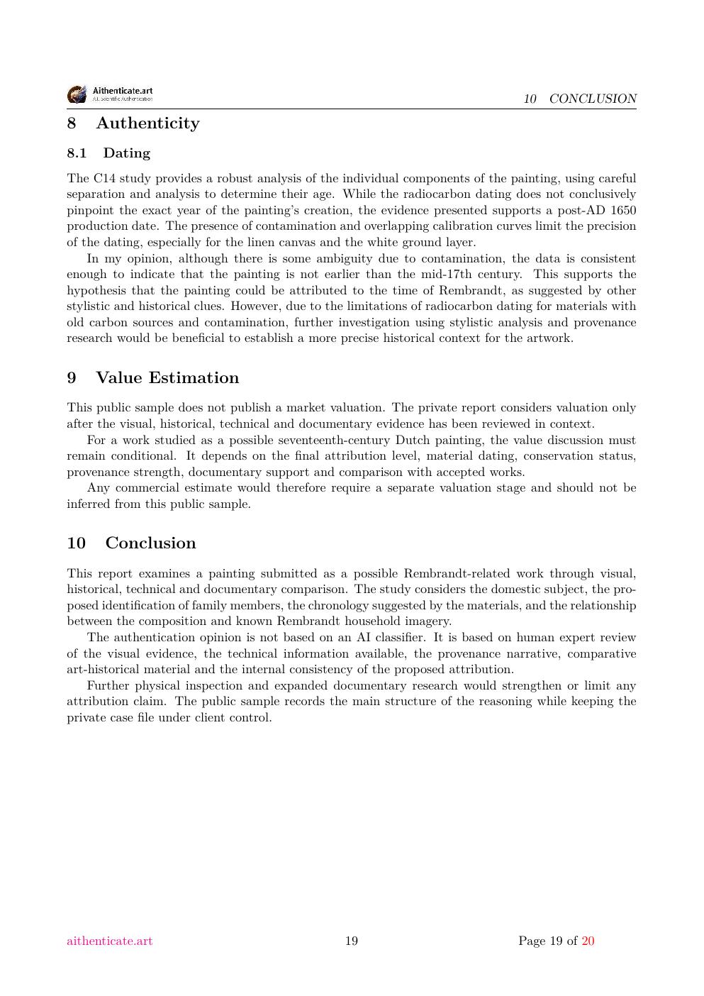 Rembrandt attribution study report sample page 19