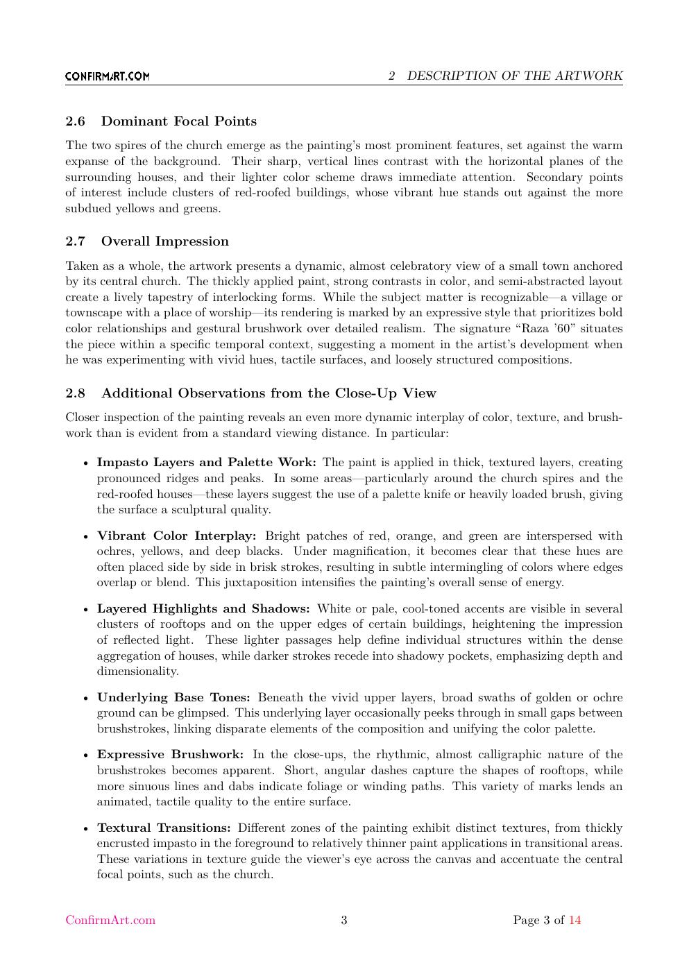 S. H. Raza painting study report sample page 3