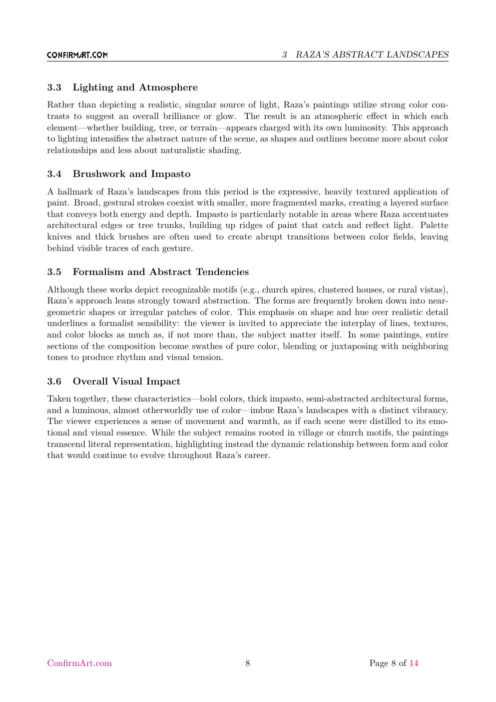 S. H. Raza painting study report sample page 8