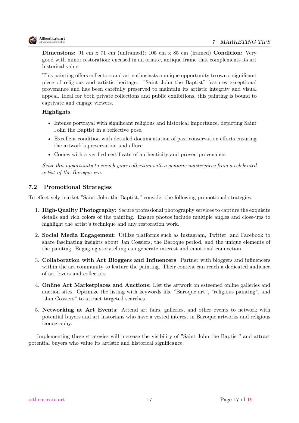 St. John the Baptist report sample page 17